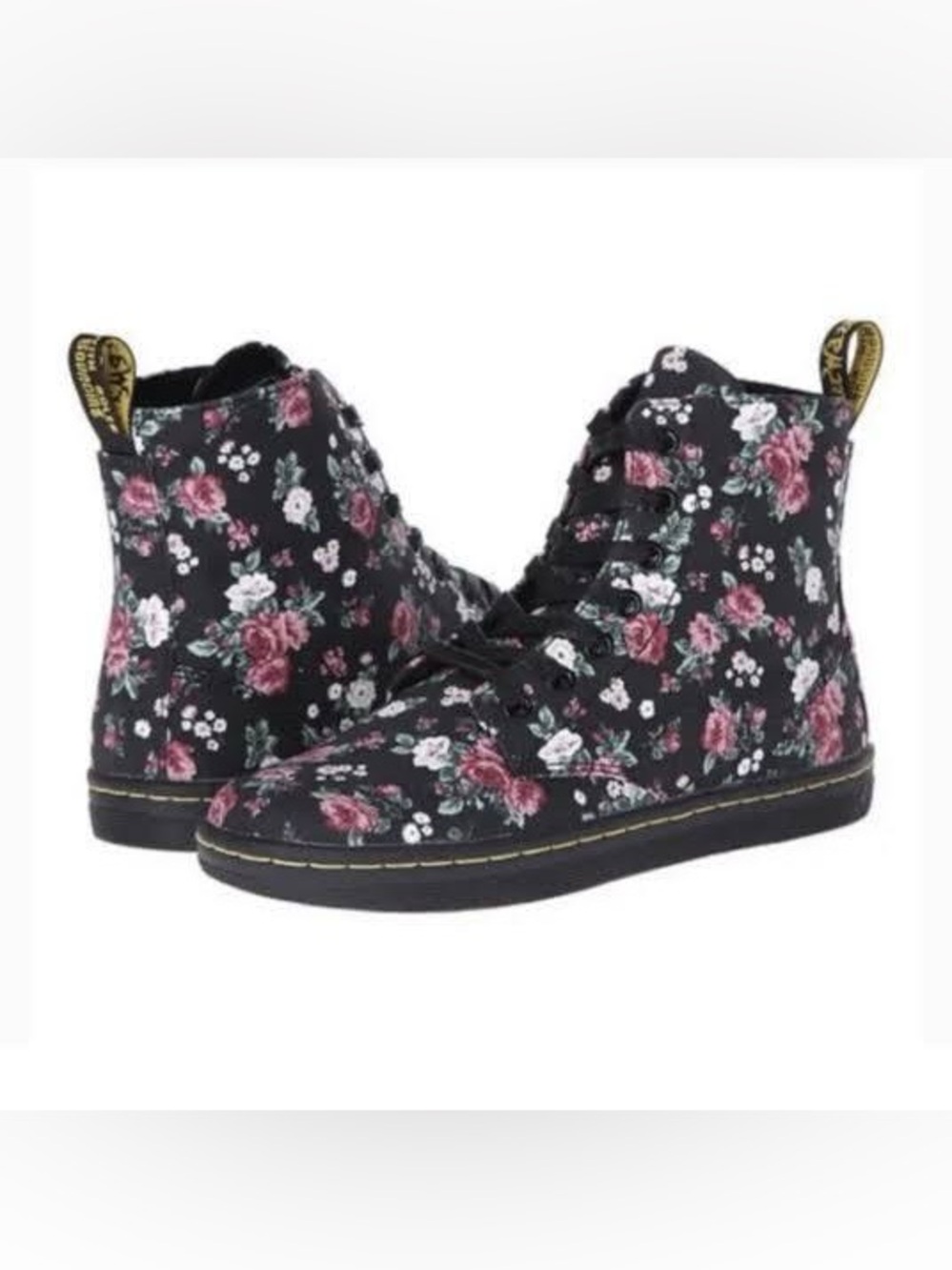 Dr. Martens Hackney 7-Eye Canvas Boot in Black Vintage Rose